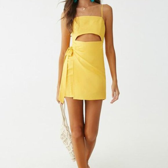 F21 Yellow Cut Out Dress - Picture 4 of 11